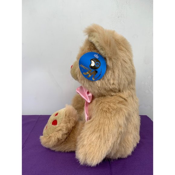 Jimmy 17 Inch Tan Bear Pink Bow Red Nose Feet Details Brown Plastic Eyes Plush S - Picture 4 of 8